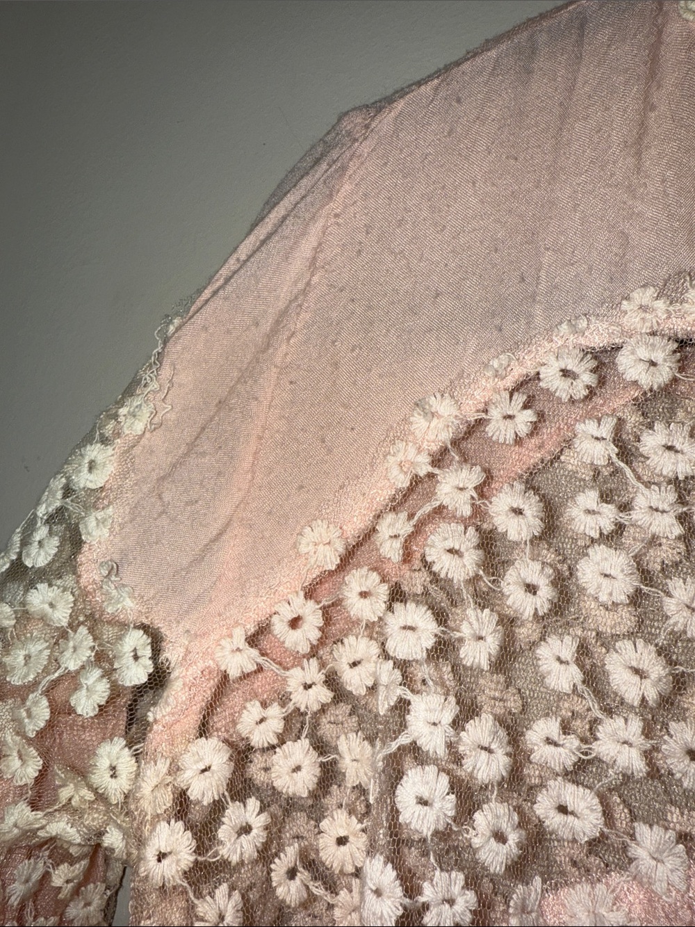 Angie Light Pink Lace-Embroidered Button Front Blouse - Picture 5 of 6